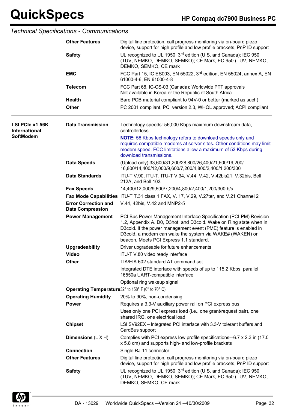 Quickspecs | HP QUICKSPECS DC7900 User Manual | Page 32 / 63