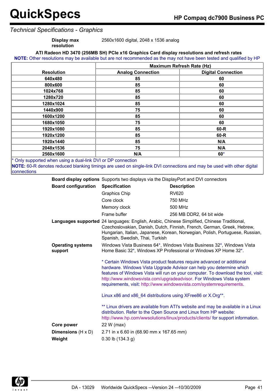 Quickspecs | HP QUICKSPECS DC7900 User Manual | Page 41 / 63