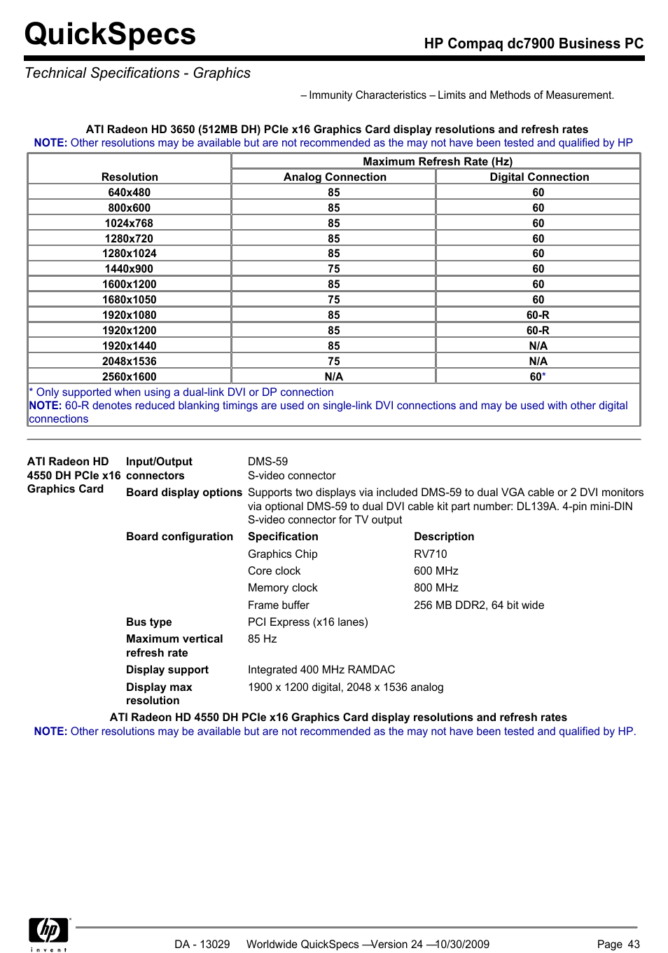 Quickspecs | HP QUICKSPECS DC7900 User Manual | Page 43 / 63