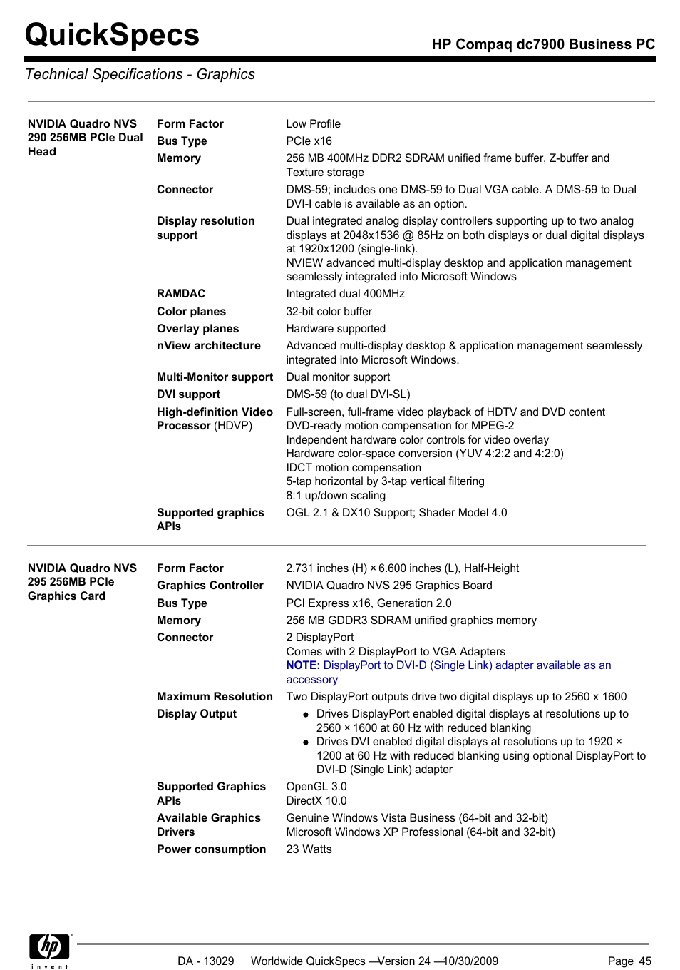Quickspecs | HP QUICKSPECS DC7900 User Manual | Page 45 / 63