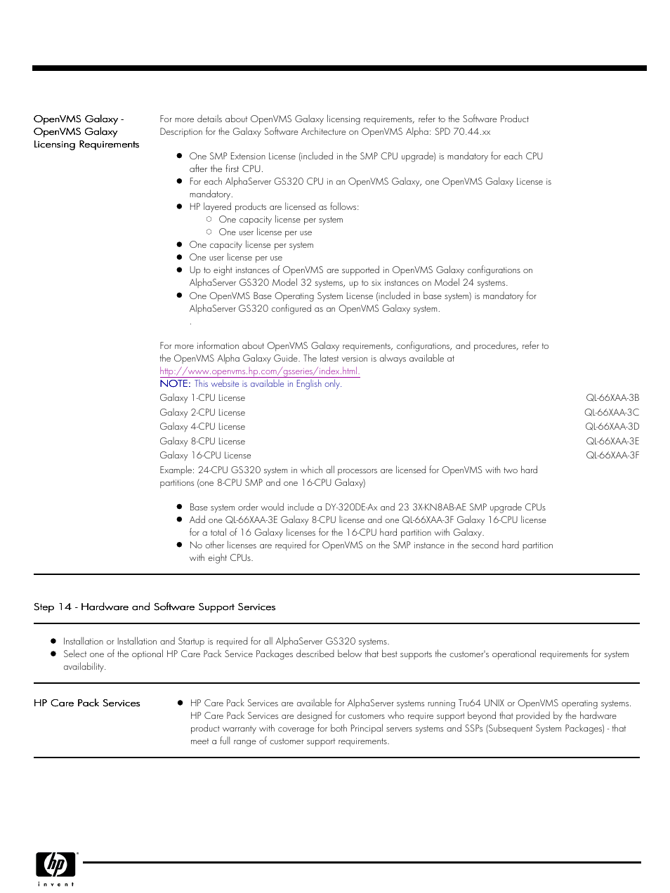Quickspecs | HP QUICKSPECS GS320 User Manual | Page 34 / 44