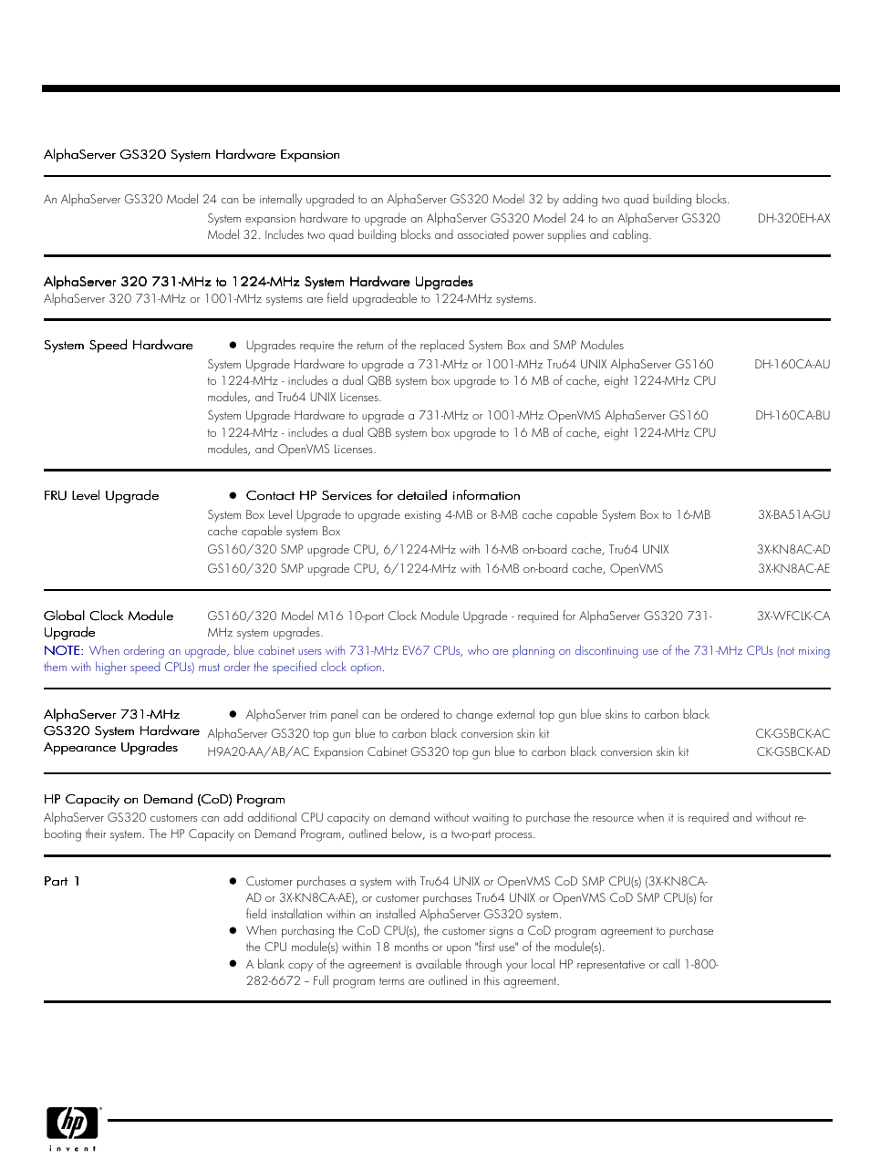 Upgrades, Quickspecs | HP QUICKSPECS GS320 User Manual | Page 39 / 44
