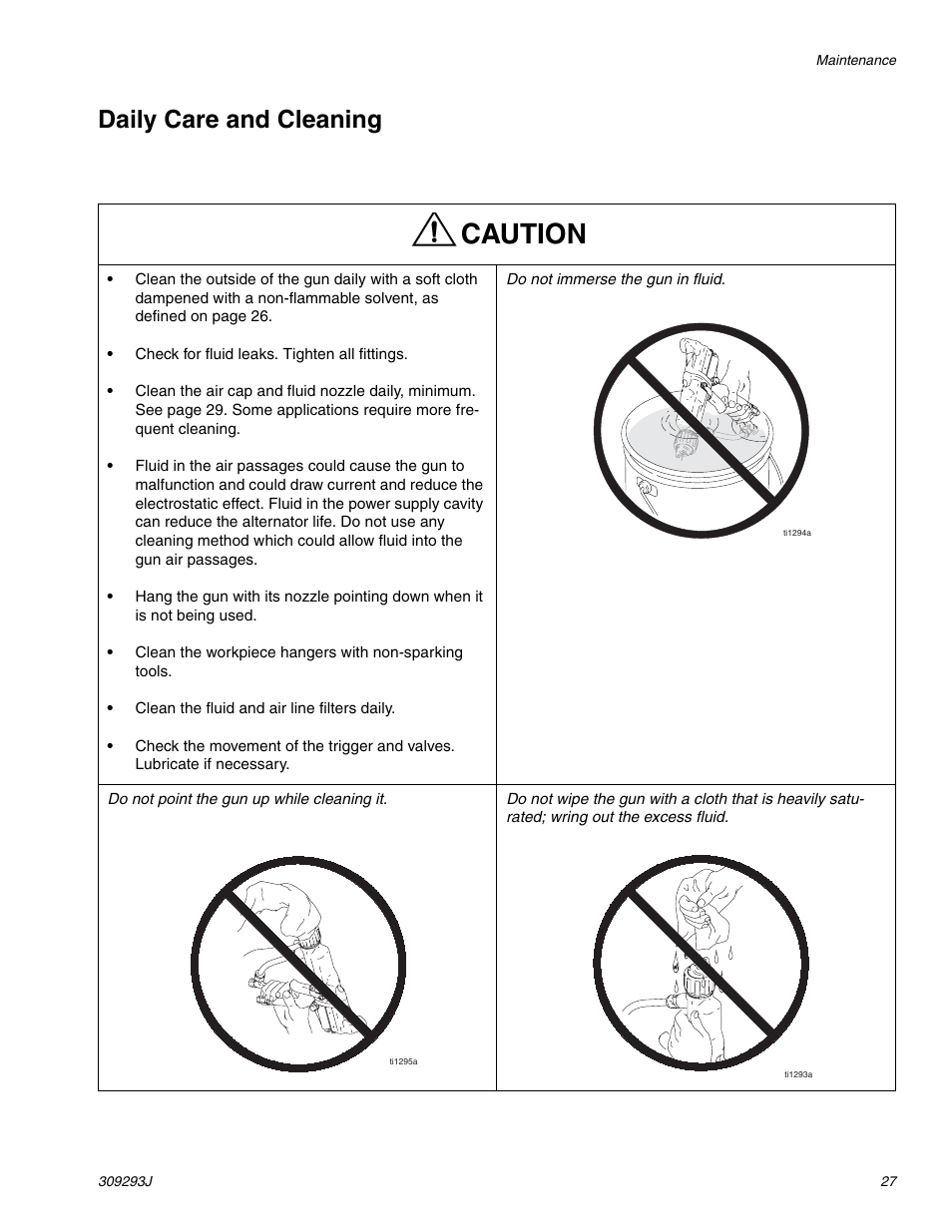 Caution, Daily care and cleaning | HP GRACO OR PRO TI1681A User Manual | Page 27 / 70