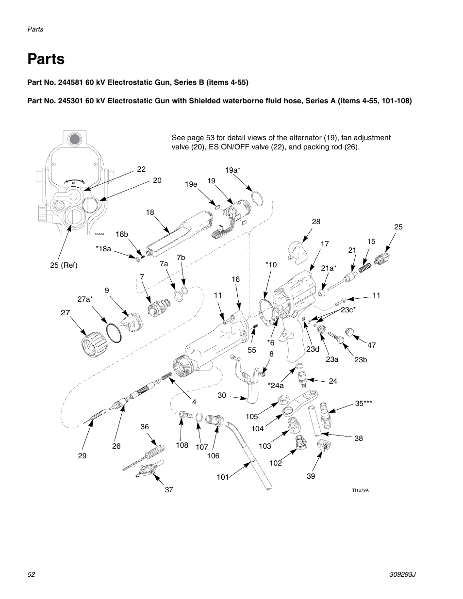 Parts | HP GRACO OR PRO TI1681A User Manual | Page 52 / 70