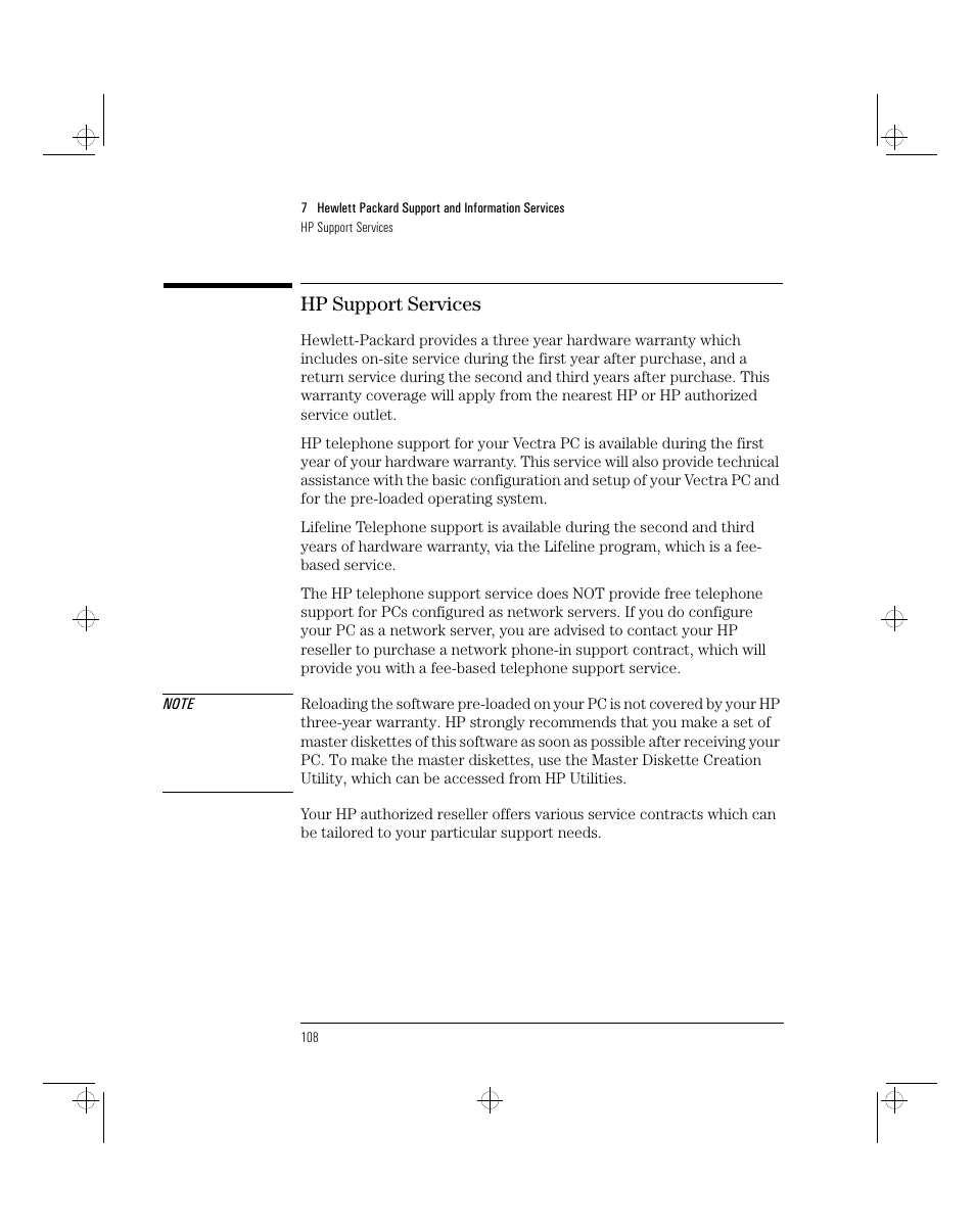 Hp support services | HP 5/xx Series 4 User Manual | Page 120 / 140