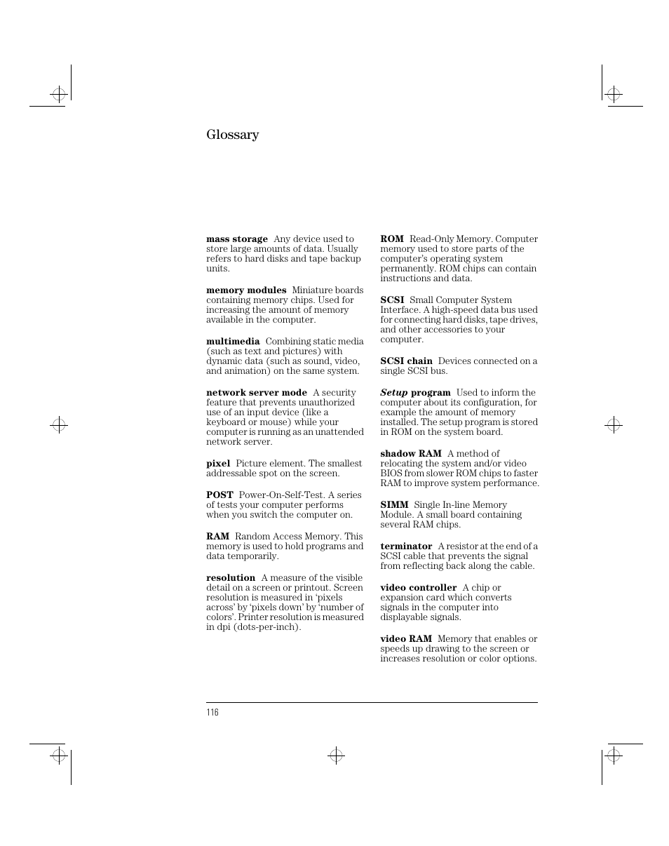 Glossary | HP 5/xx Series 4 User Manual | Page 128 / 140