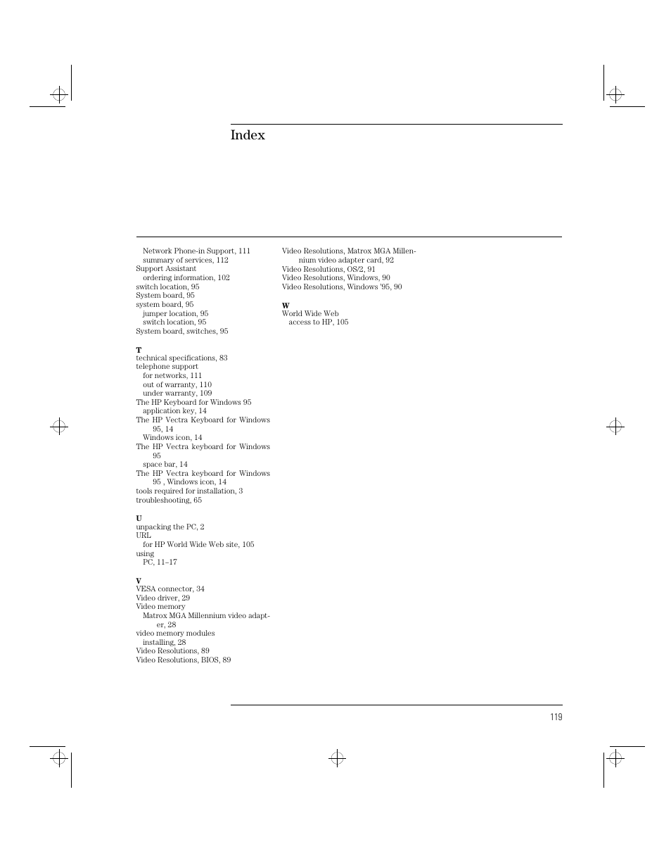 Index | HP 5/xx Series 4 User Manual | Page 131 / 140