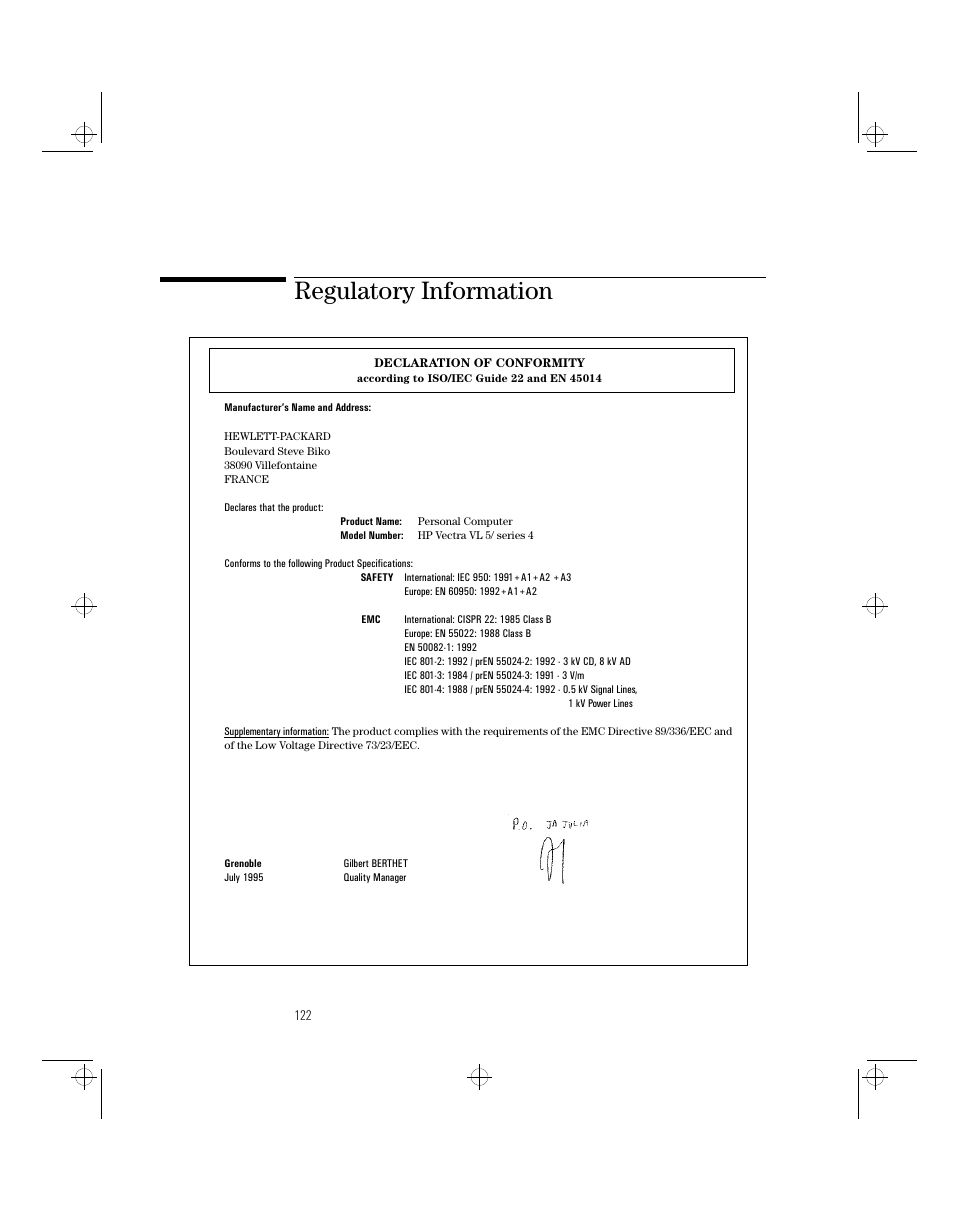 Regulatory information | HP 5/xx Series 4 User Manual | Page 134 / 140