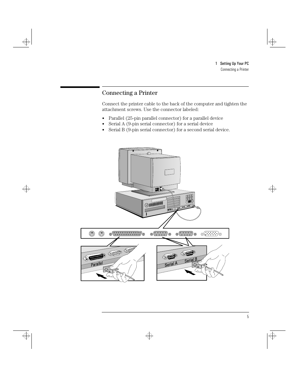 Connecting a printer | HP 5/xx Series 4 User Manual | Page 17 / 140