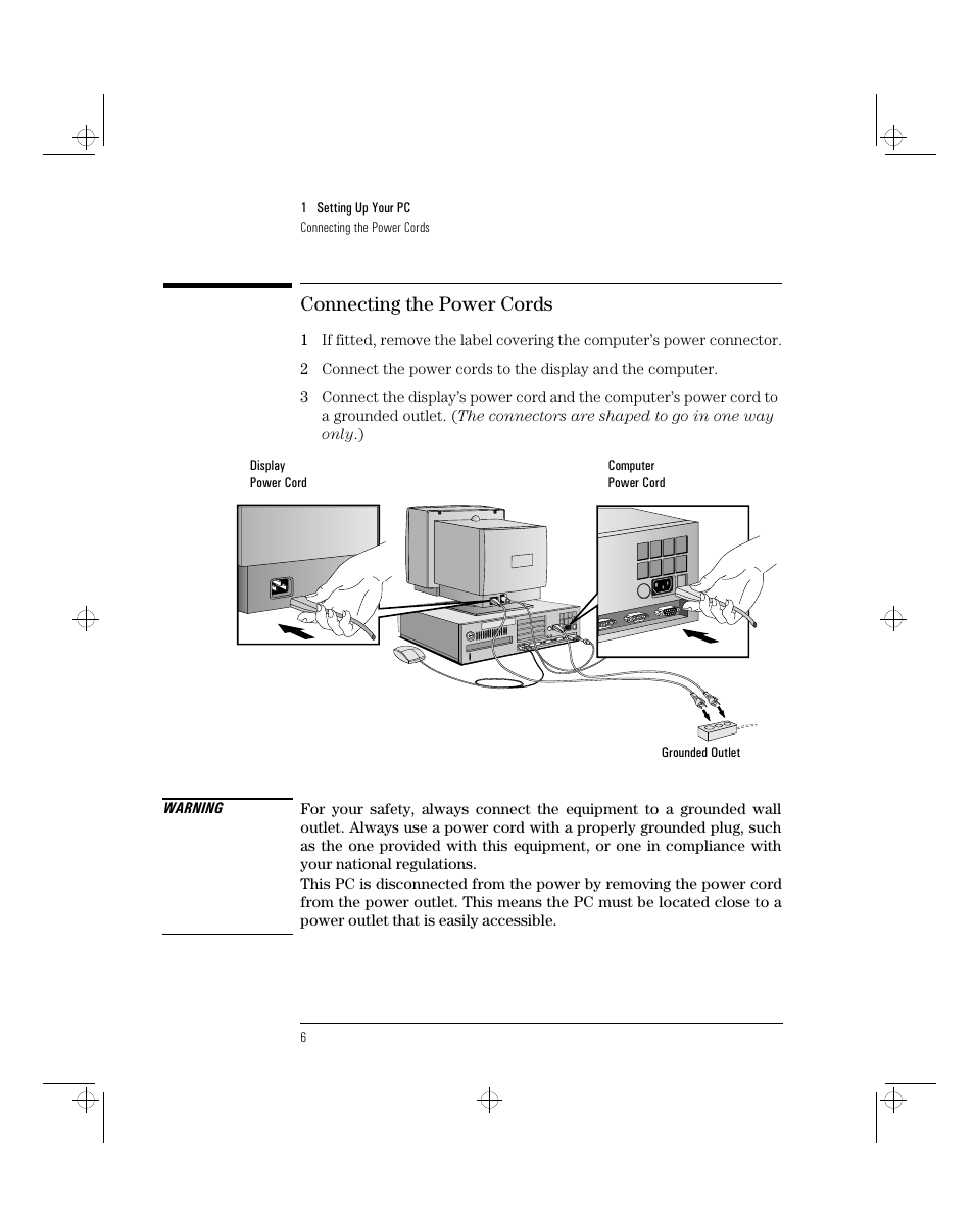 Connecting the power cords | HP 5/xx Series 4 User Manual | Page 18 / 140