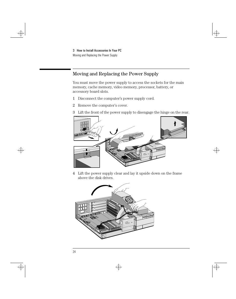 Moving and replacing the power supply | HP 5/xx Series 4 User Manual | Page 36 / 140