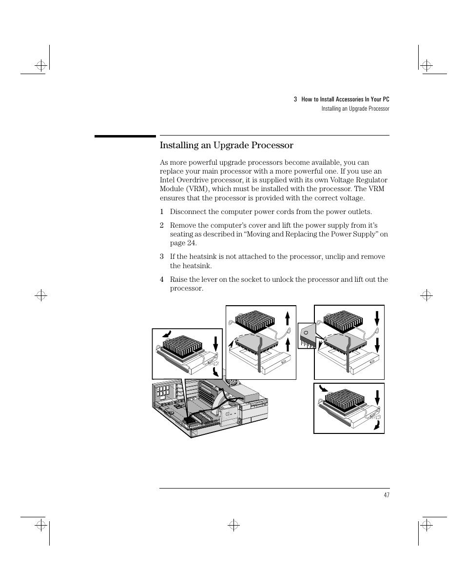 Installing an upgrade processor | HP 5/xx Series 4 User Manual | Page 59 / 140