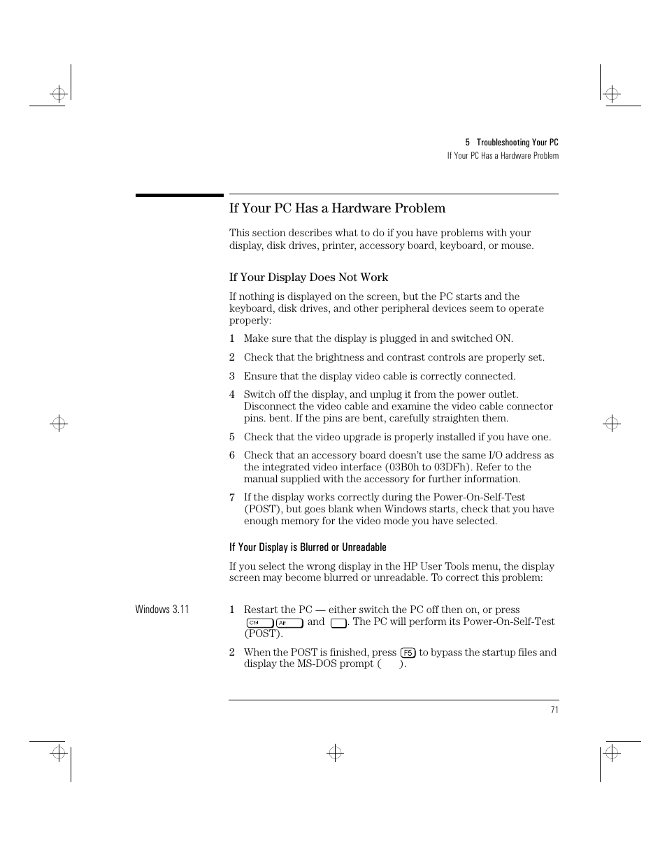 If your pc has a hardware problem | HP 5/xx Series 4 User Manual | Page 83 / 140