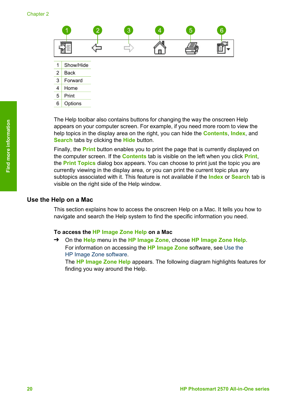 Use the help on a mac | HP 2570 User Manual | Page 23 / 142