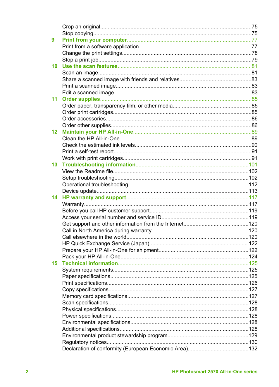 HP 2570 User Manual | Page 5 / 142