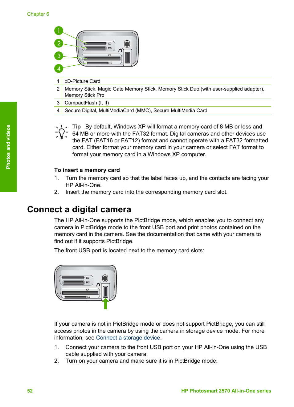 Connect a digital camera | HP 2570 User Manual | Page 55 / 142