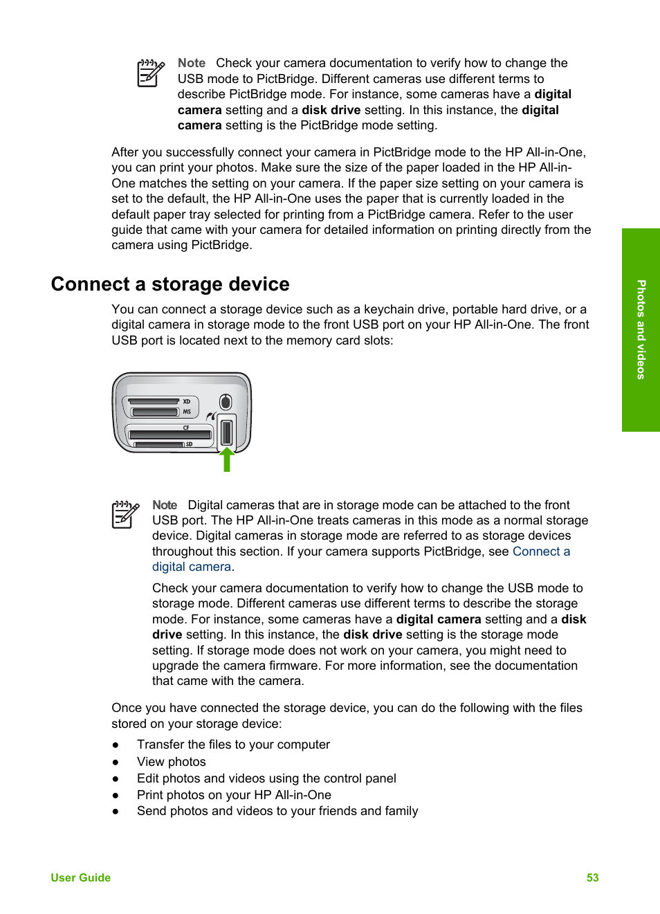 Connect a storage device | HP 2570 User Manual | Page 56 / 142