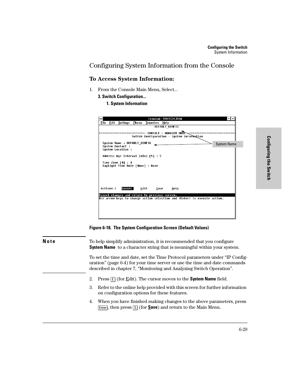 Configuring system information from the console | HP 8000M User Manual | Page 105 / 304