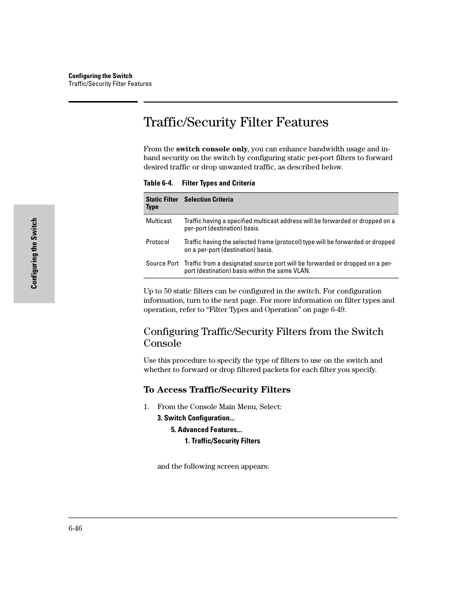 Traffic/security filter features | HP 8000M User Manual | Page 122 / 304