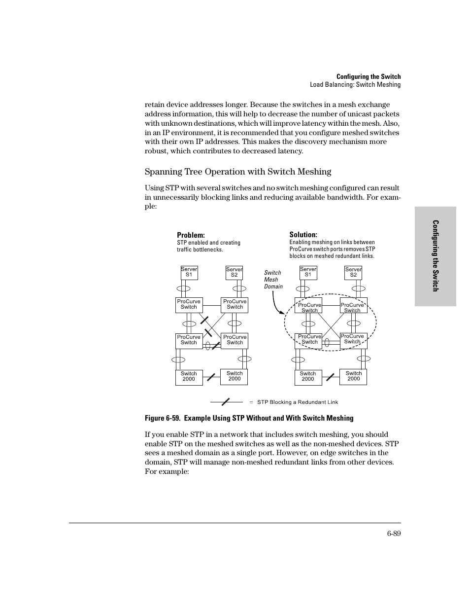 Spanning tree operation with switch meshing, Spanning tree operation with switch meshing -89 | HP 8000M User Manual | Page 165 / 304