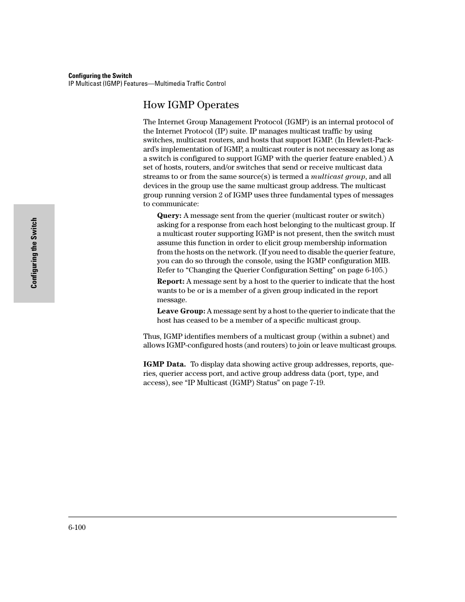 How igmp operates, How igmp operates -100 | HP 8000M User Manual | Page 176 / 304