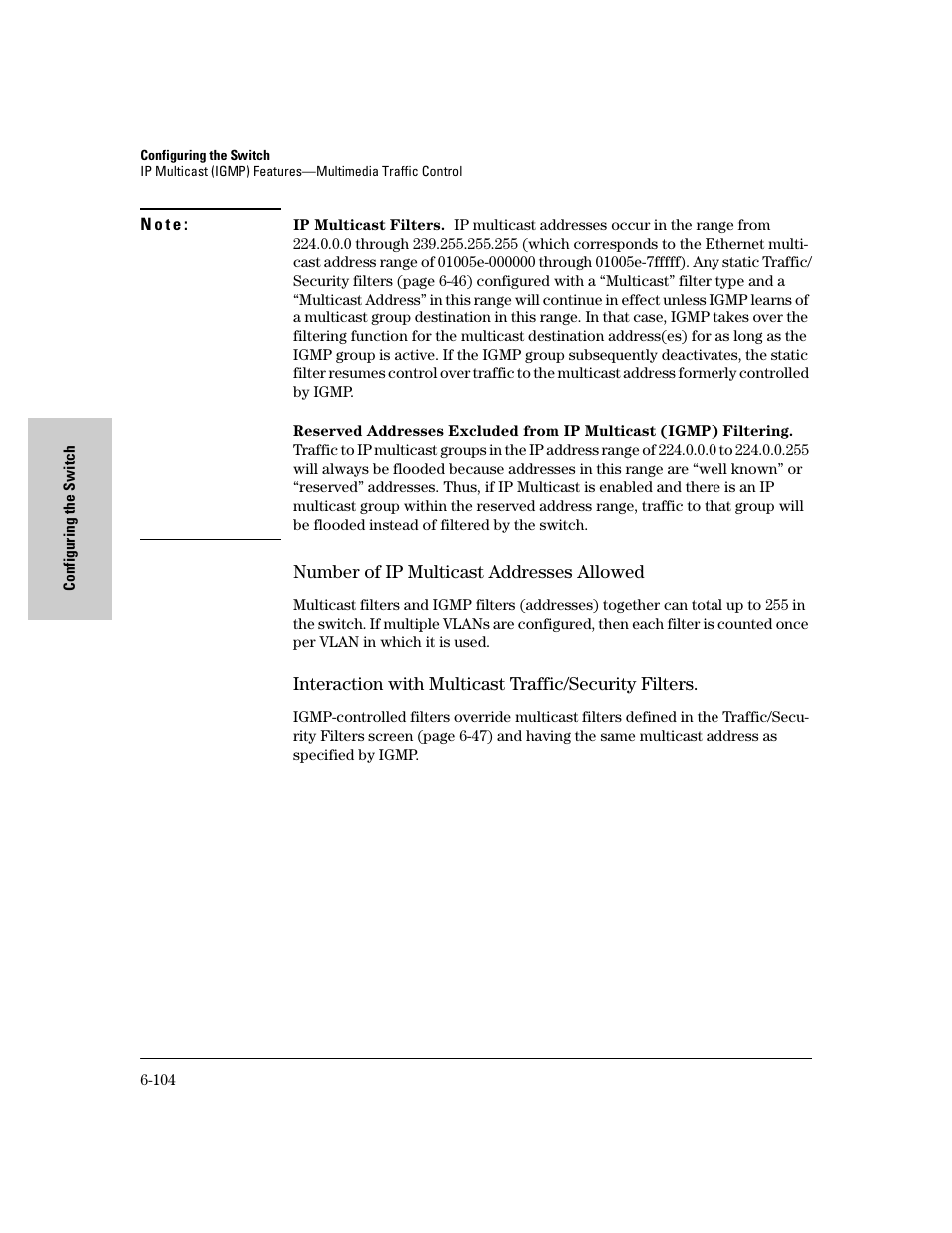 Number of ip multicast addresses allowed | HP 8000M User Manual | Page 180 / 304