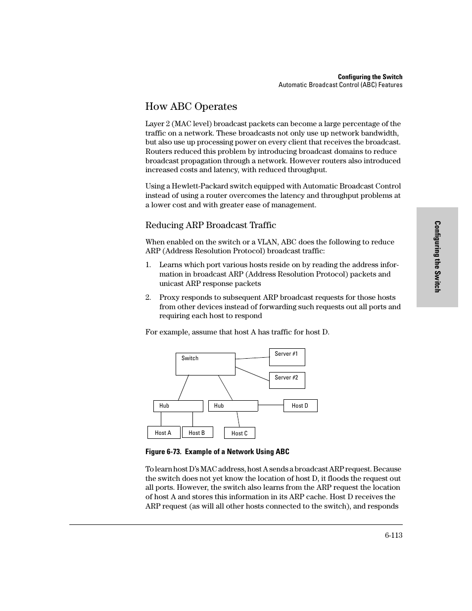 How abc operates, Reducing arp broadcast traffic, How abc operates -113 | Reducing arp broadcast traffic -113 | HP 8000M User Manual | Page 189 / 304