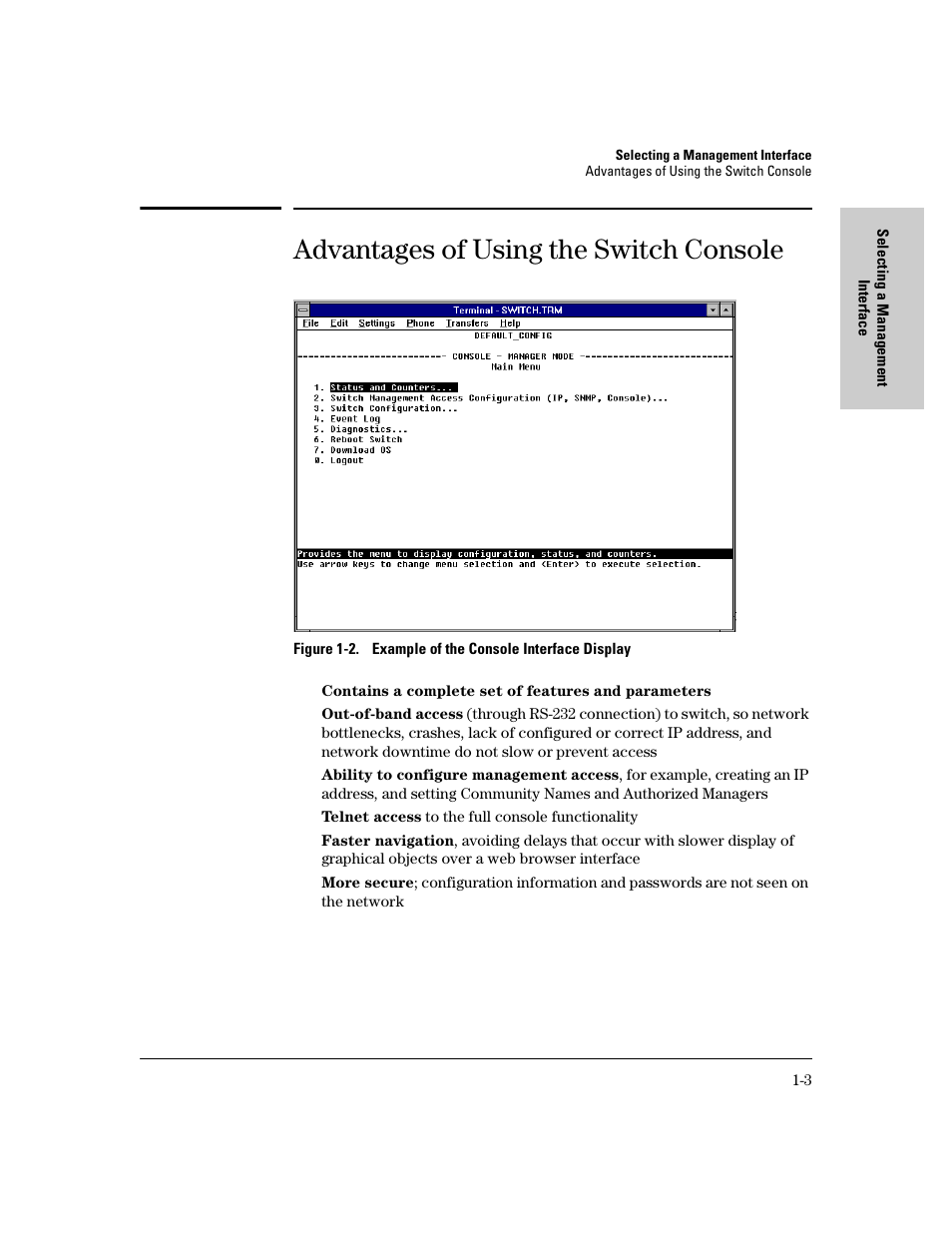 Advantages of using the switch console | HP 8000M User Manual | Page 19 / 304