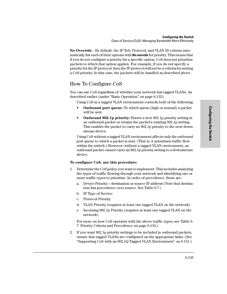 How to configure cos, How to configure cos -135 | HP 8000M User Manual | Page 211 / 304