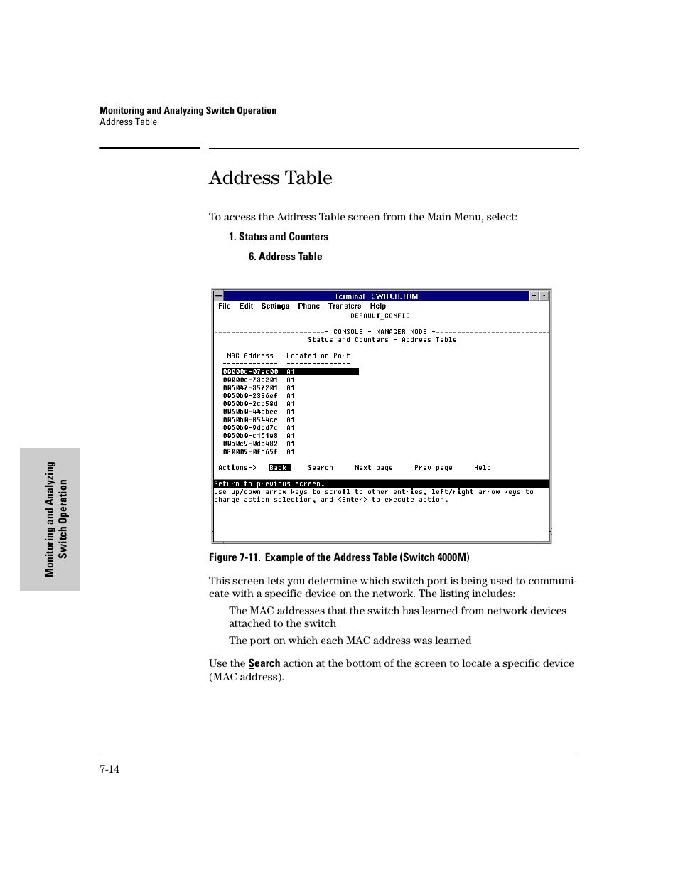 Address table | HP 8000M User Manual | Page 242 / 304