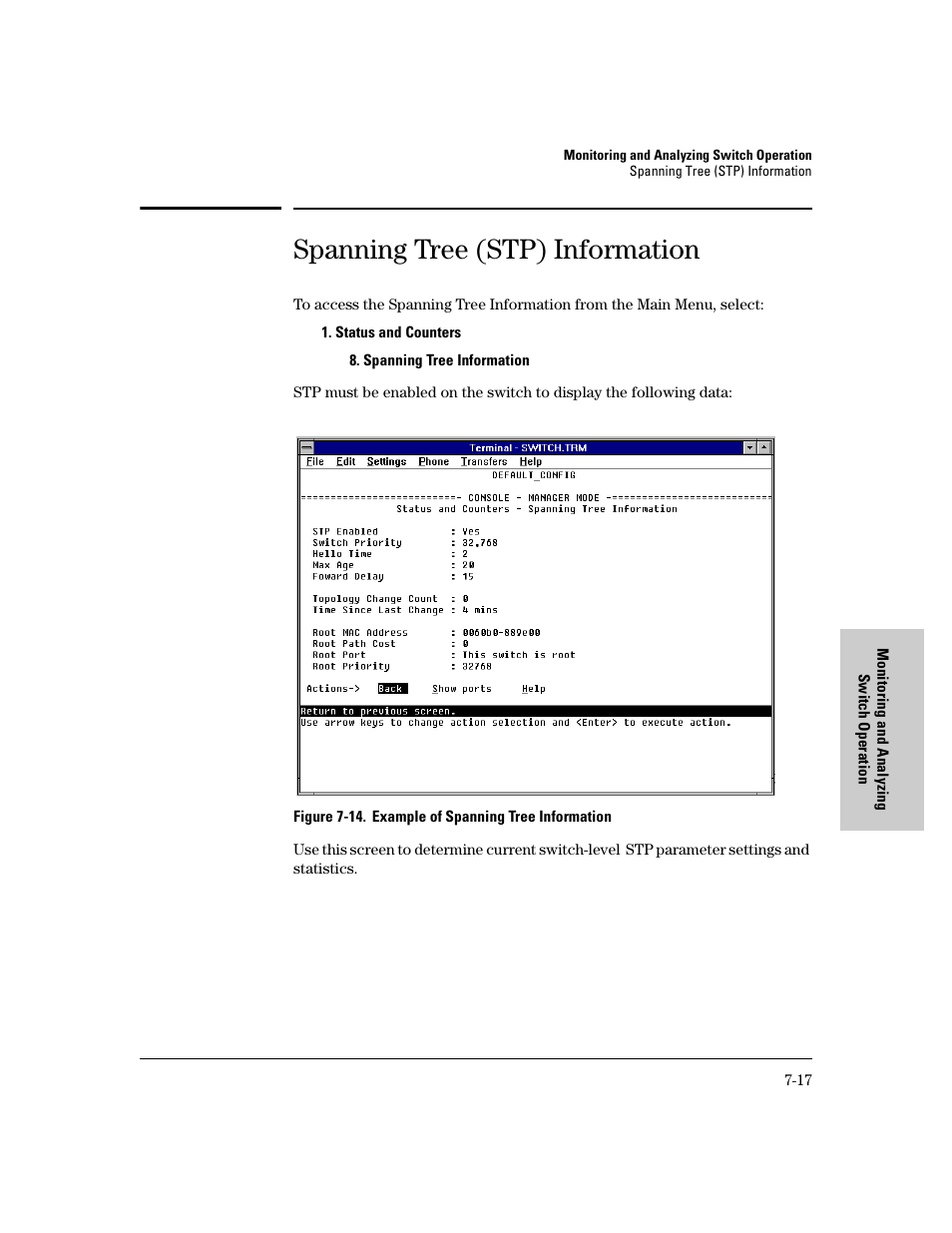 Spanning tree (stp) information | HP 8000M User Manual | Page 245 / 304