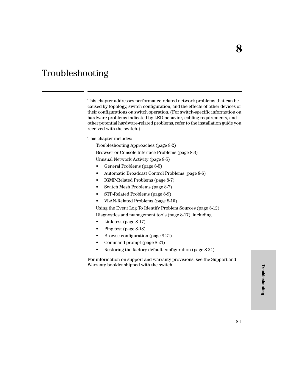 Chapter 8: troubleshooting, 8 troubleshooting, Troubleshooting | HP 8000M User Manual | Page 253 / 304