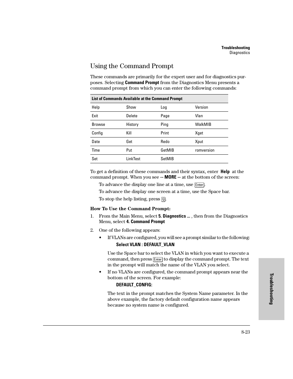Using the command prompt, Using the command prompt -23 | HP 8000M User Manual | Page 275 / 304
