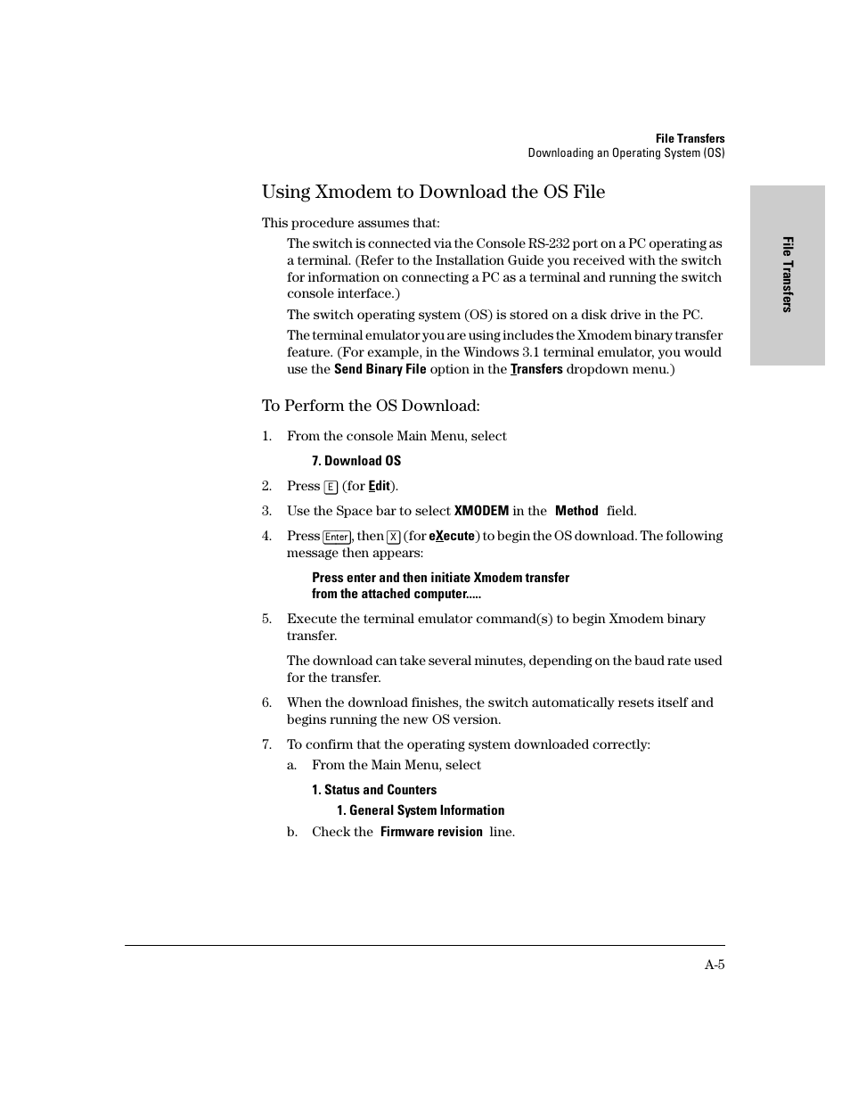 Using xmodem to download the os file | HP 8000M User Manual | Page 281 / 304