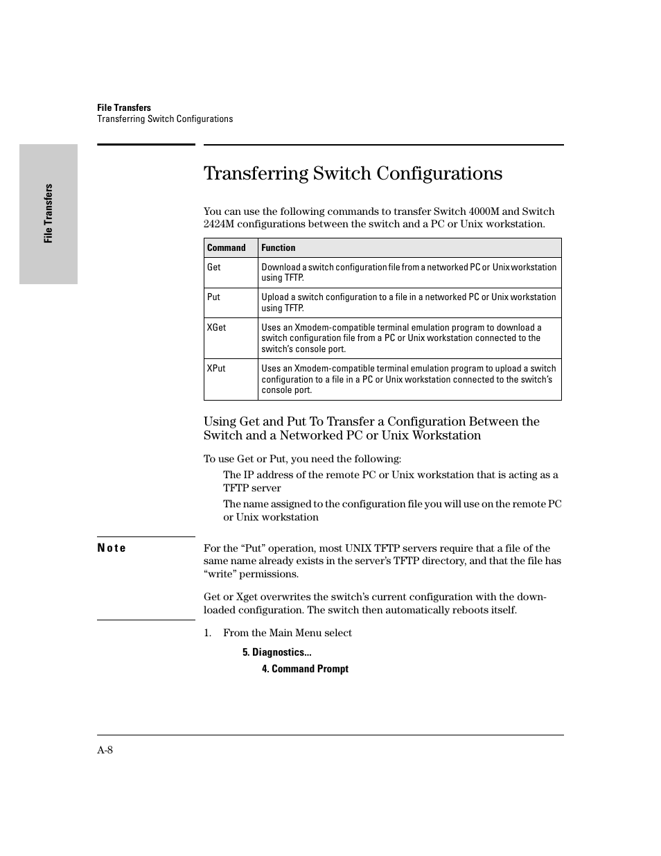 Transferring switch configurations | HP 8000M User Manual | Page 284 / 304