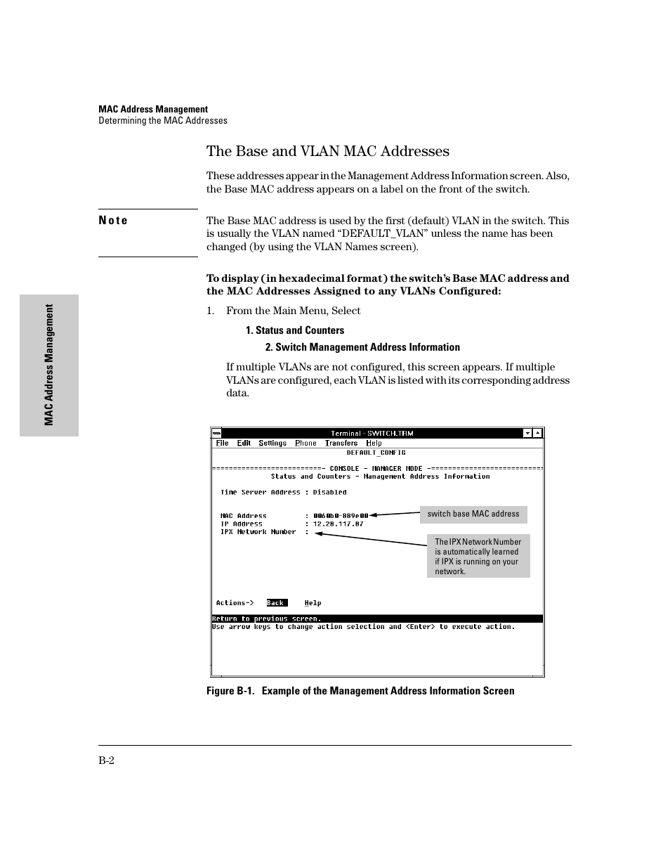 The base and vlan mac addresses | HP 8000M User Manual | Page 288 / 304