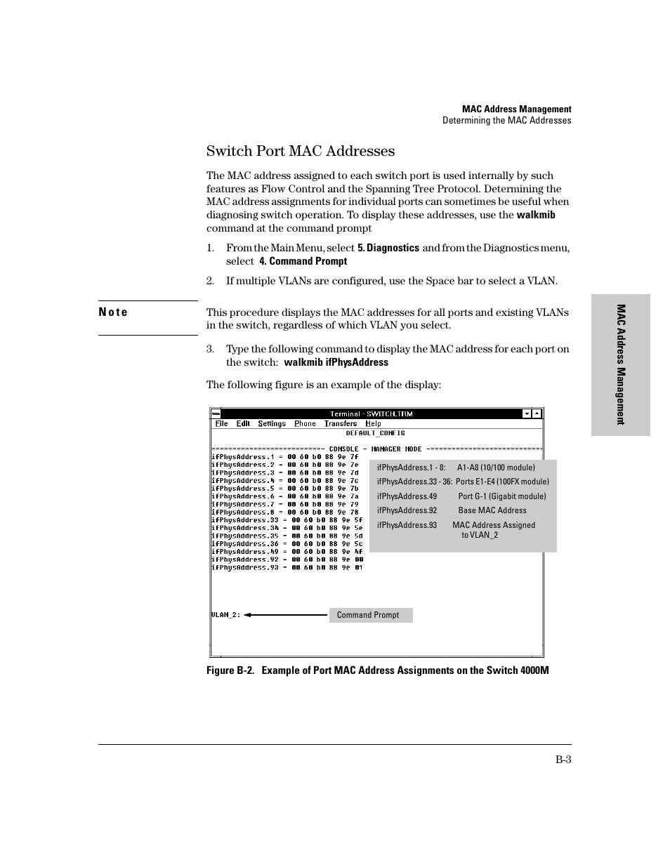 Switch port mac addresses | HP 8000M User Manual | Page 289 / 304