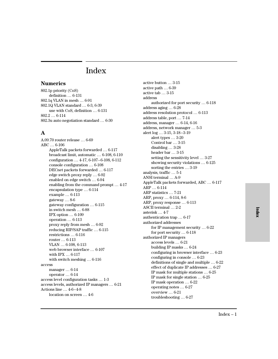 Index, Numerics - a | HP 8000M User Manual | Page 291 / 304