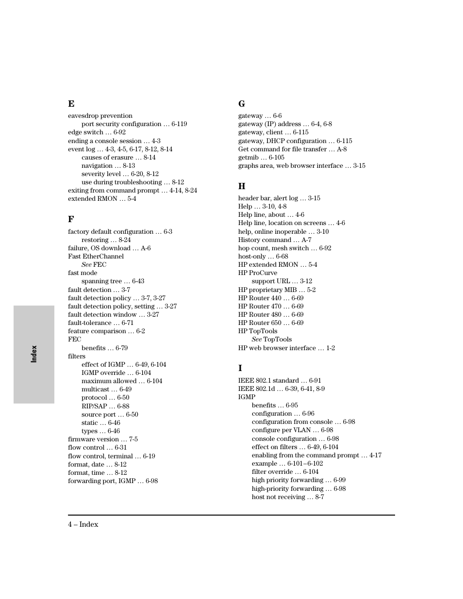 E - i | HP 8000M User Manual | Page 294 / 304
