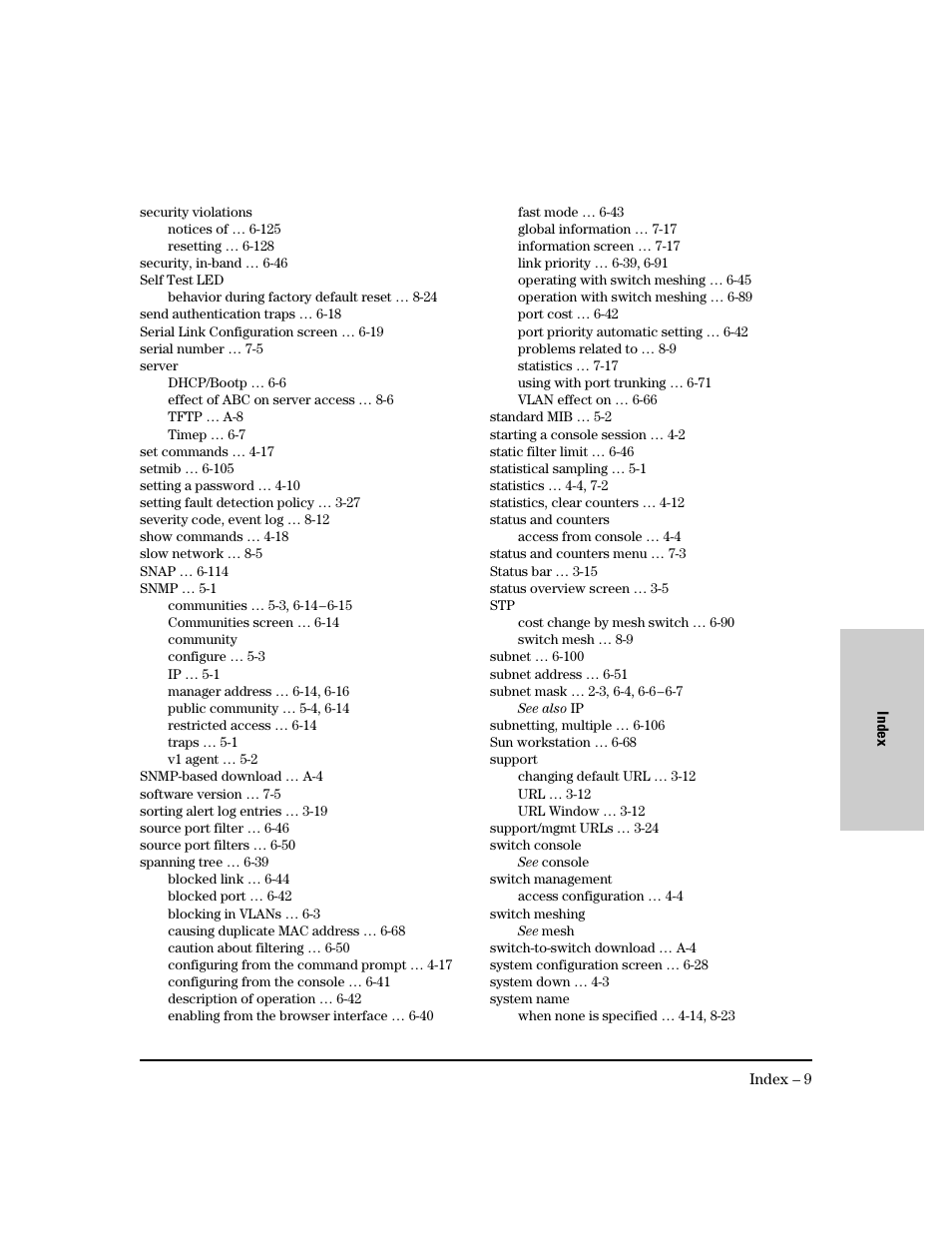 S (security violations - system name) | HP 8000M User Manual | Page 299 / 304