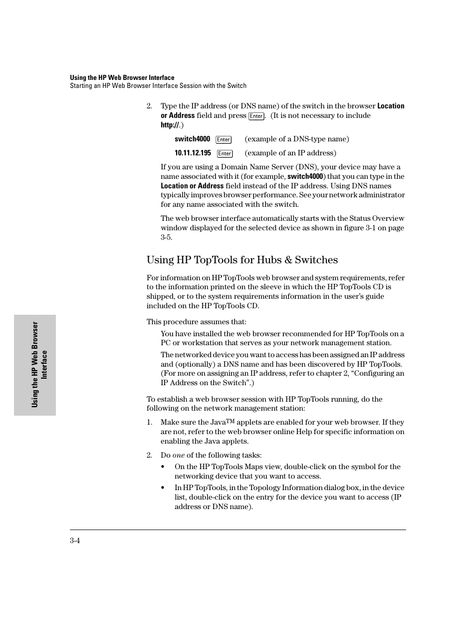 Using hp toptools for hubs & switches, Using hp toptools for hubs & switches -4 | HP 8000M User Manual | Page 30 / 304