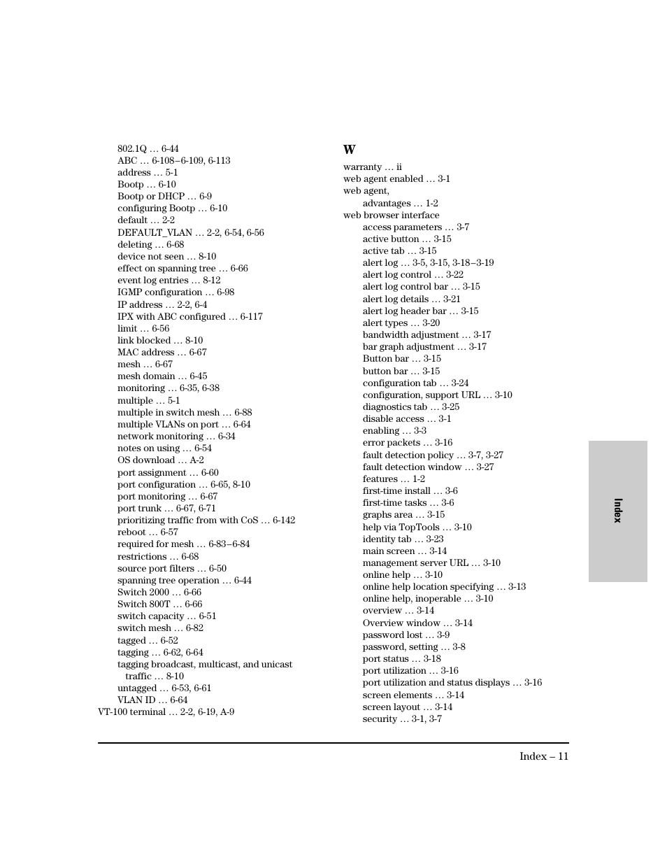 V - w | HP 8000M User Manual | Page 301 / 304