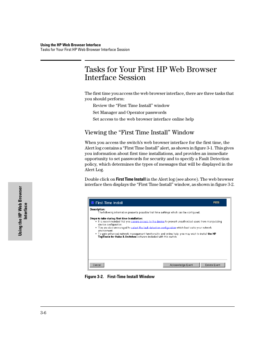 Viewing the “first time install” window, Viewing the “first time install” window -6 | HP 8000M User Manual | Page 32 / 304