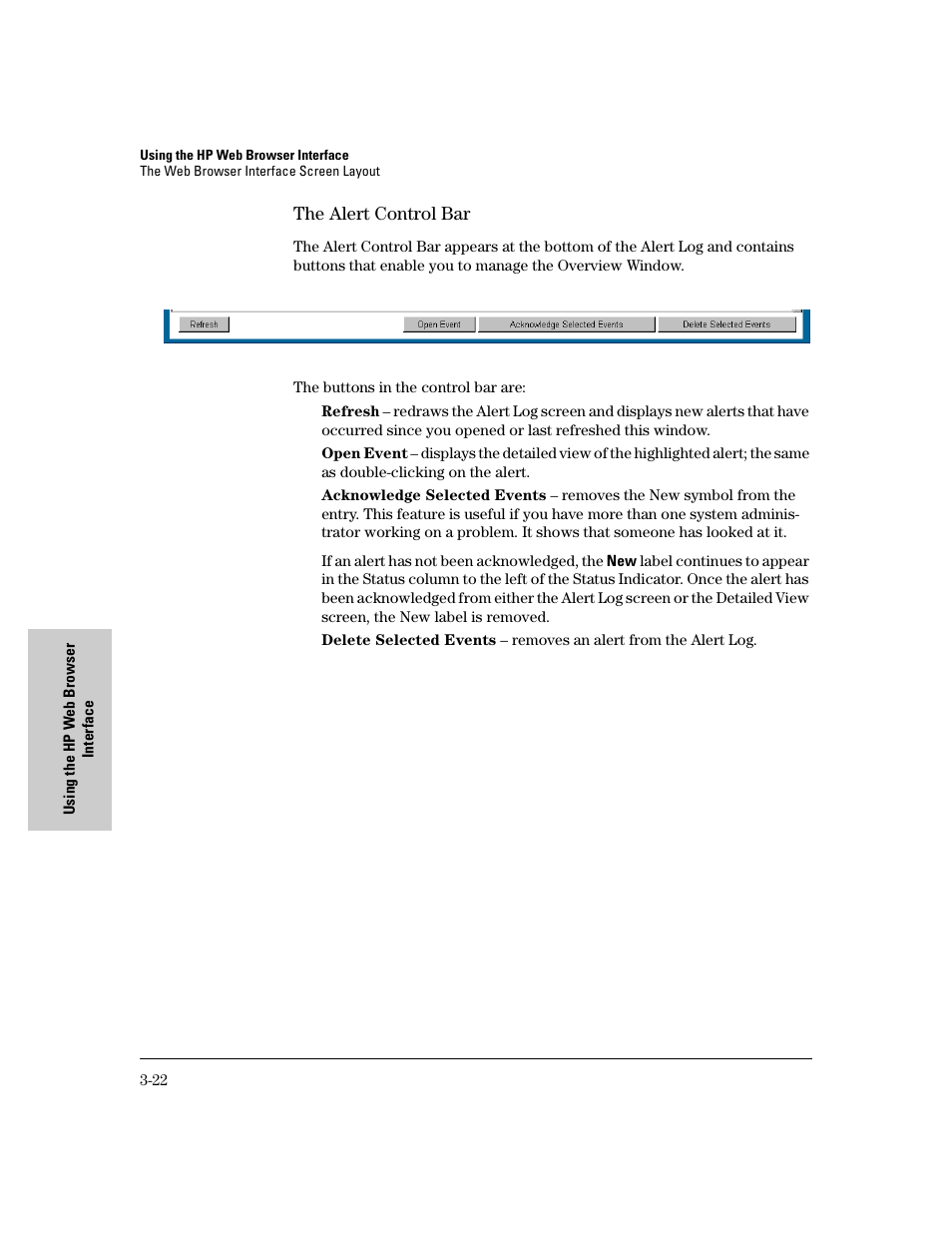 The alert control bar, The alert control bar -22 | HP 8000M User Manual | Page 48 / 304
