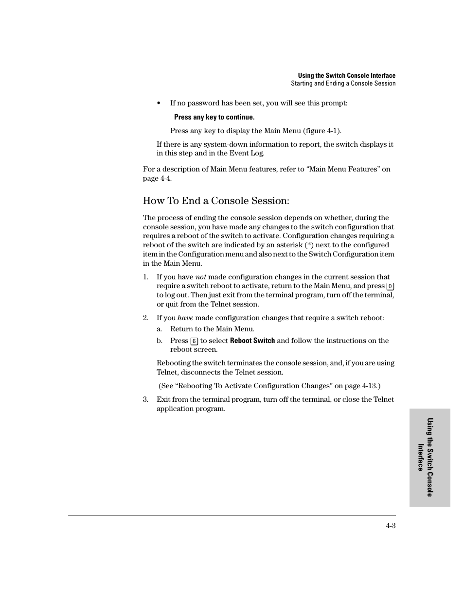 How to end a console session, How to end a console session: -3 | HP 8000M User Manual | Page 57 / 304