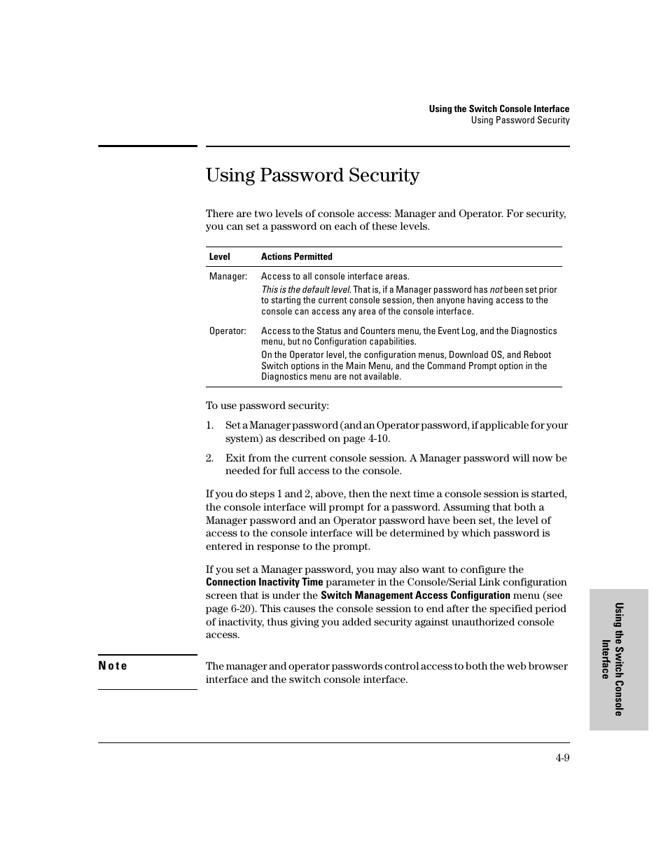 Using password security | HP 8000M User Manual | Page 63 / 304