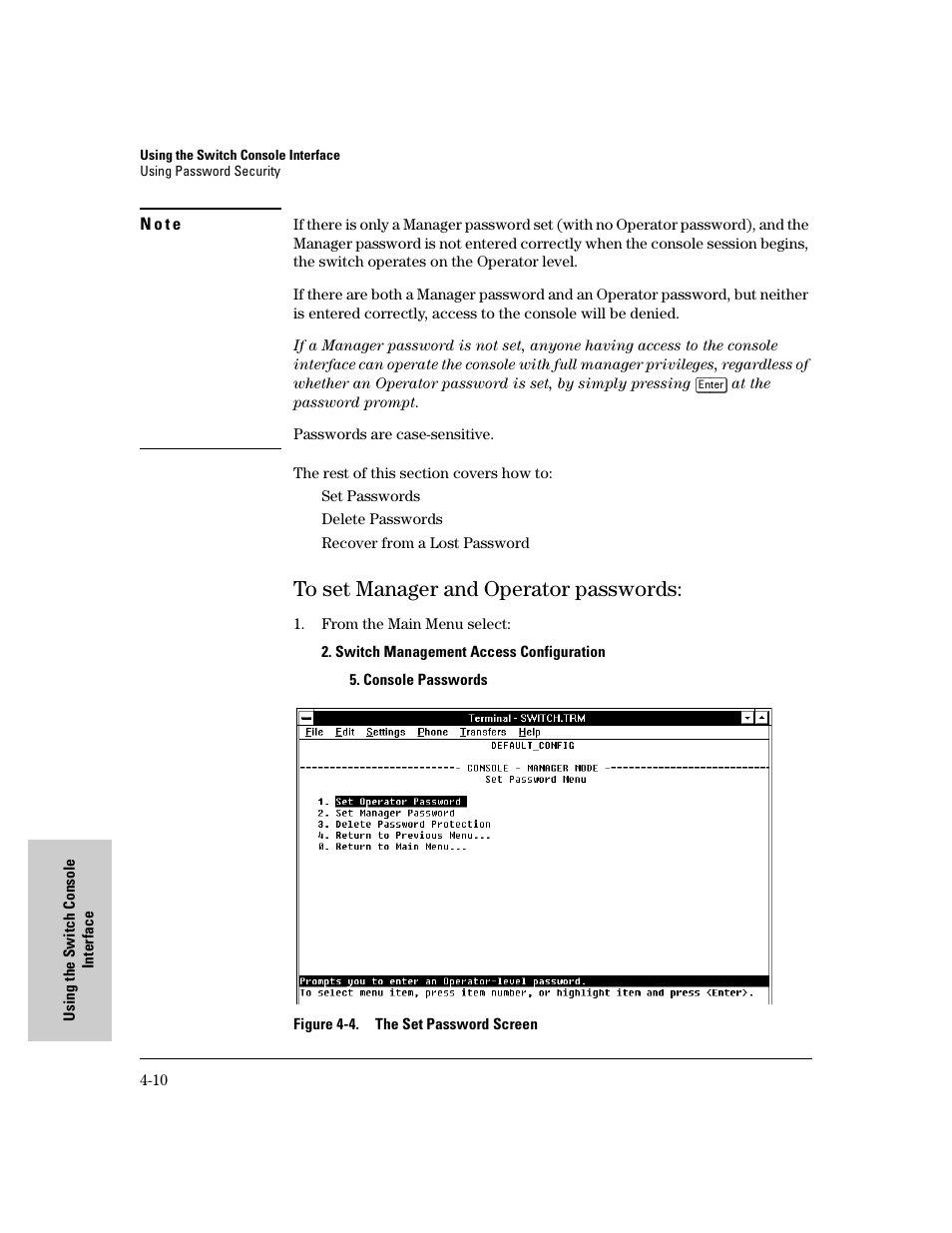 To set manager and operator passwords, To set manager and operator passwords: -10 | HP 8000M User Manual | Page 64 / 304