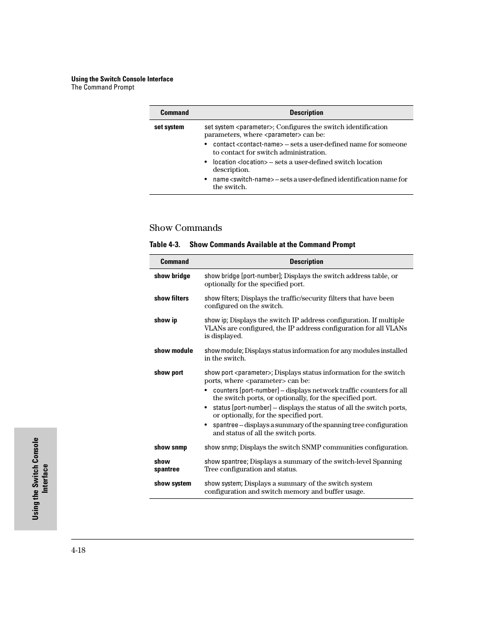 Show commands, Show commands -18 | HP 8000M User Manual | Page 72 / 304