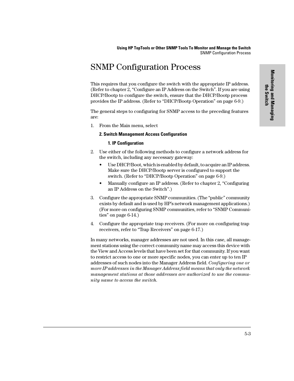 Snmp configuration process | HP 8000M User Manual | Page 75 / 304