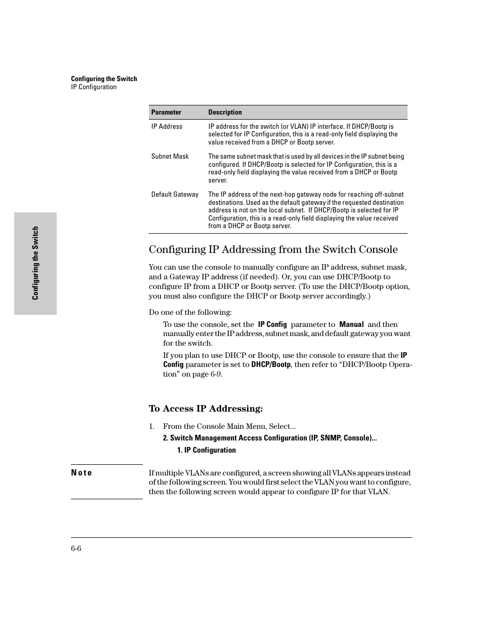 Configuring ip addressing from the switch console | HP 8000M User Manual | Page 82 / 304